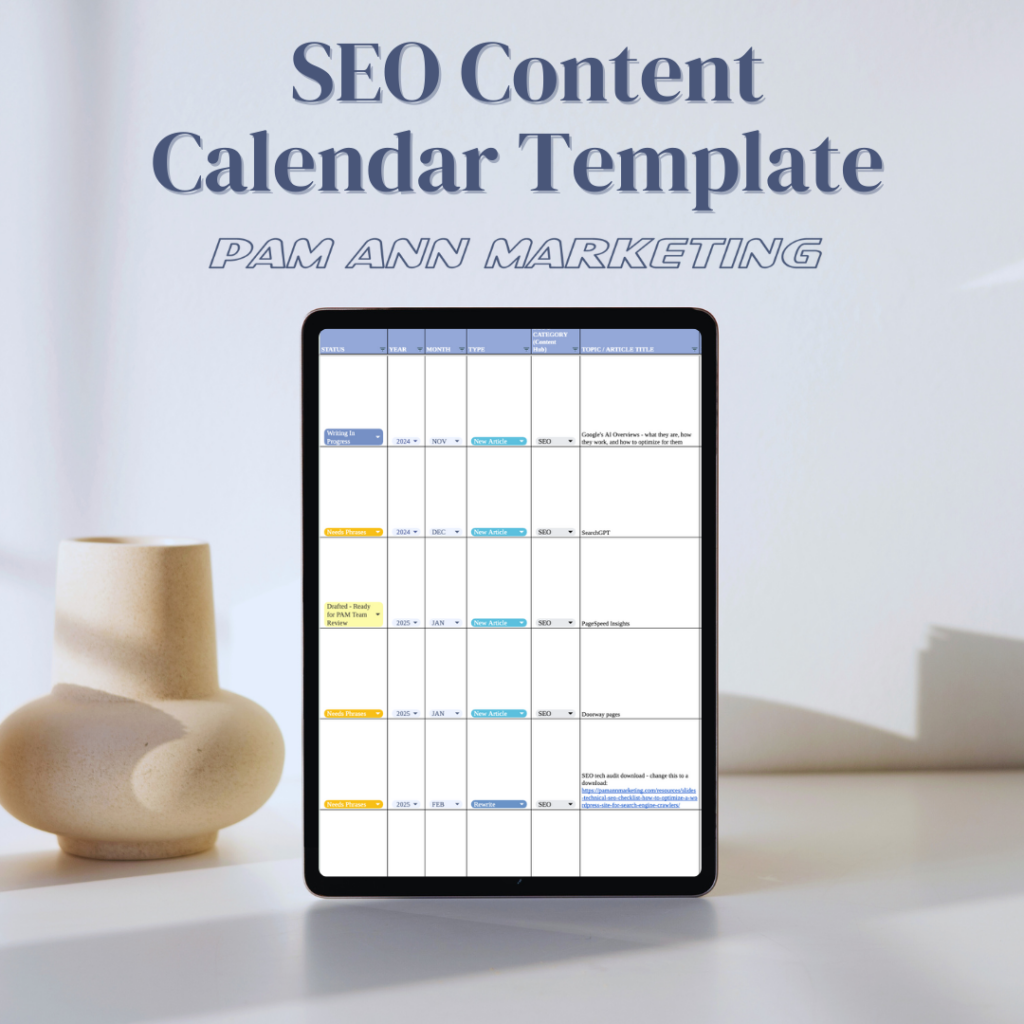 Picture of the content calendar template on a tablet