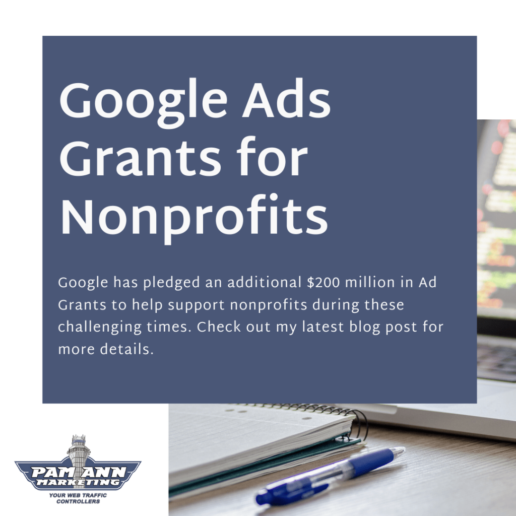 A header graphic introducing Google Ads grants for nonprofits