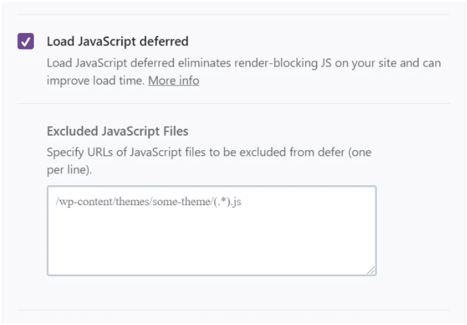 Part of the WP Rocket plugin version 3.8 update includes Load JavaScript Deferred options.