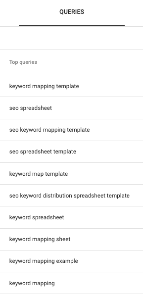 screenshot of search console queries (a.k.a. keywords) for a single URL 