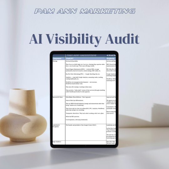 Image showing a screenshot of the brand visibility audit spreadsheet template on a tablet screen
